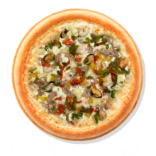 25. FRUTTI DI MARE - 40cm; Kaste, Juust Mozzarella, Krevetid, Rannakarbid, Tuunikala, Paprika, Ananass