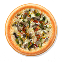 22. MERICIA - 40cm; Kaste, Juust Mozzarella, Krevetid, Rannakarbid, Paprika, Šampinjonid, Ananass