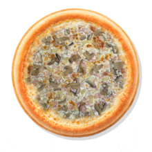 23. RIA - 40cm; Kaste, Juust Mozarella, Sink, Krevetid, Šampinjonid, Ananass, Sinihallitusjuust
