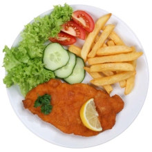 Veiseliha kotlet friikartuliga, salat